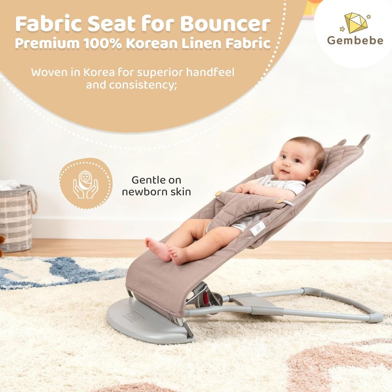 Gembebe Linen Bouncer Cover – Compatible with BabyBjorn Bouncer, 100% Korea-Made Linen, CPSIA Tested, Machine Washable (Cover Only) - Image 3